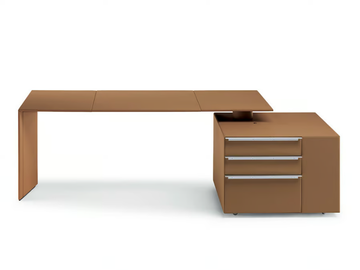 C.E.O. CUBE DESK - Rectangular leather executive desk with shelves by Poltrona Frau - view 2